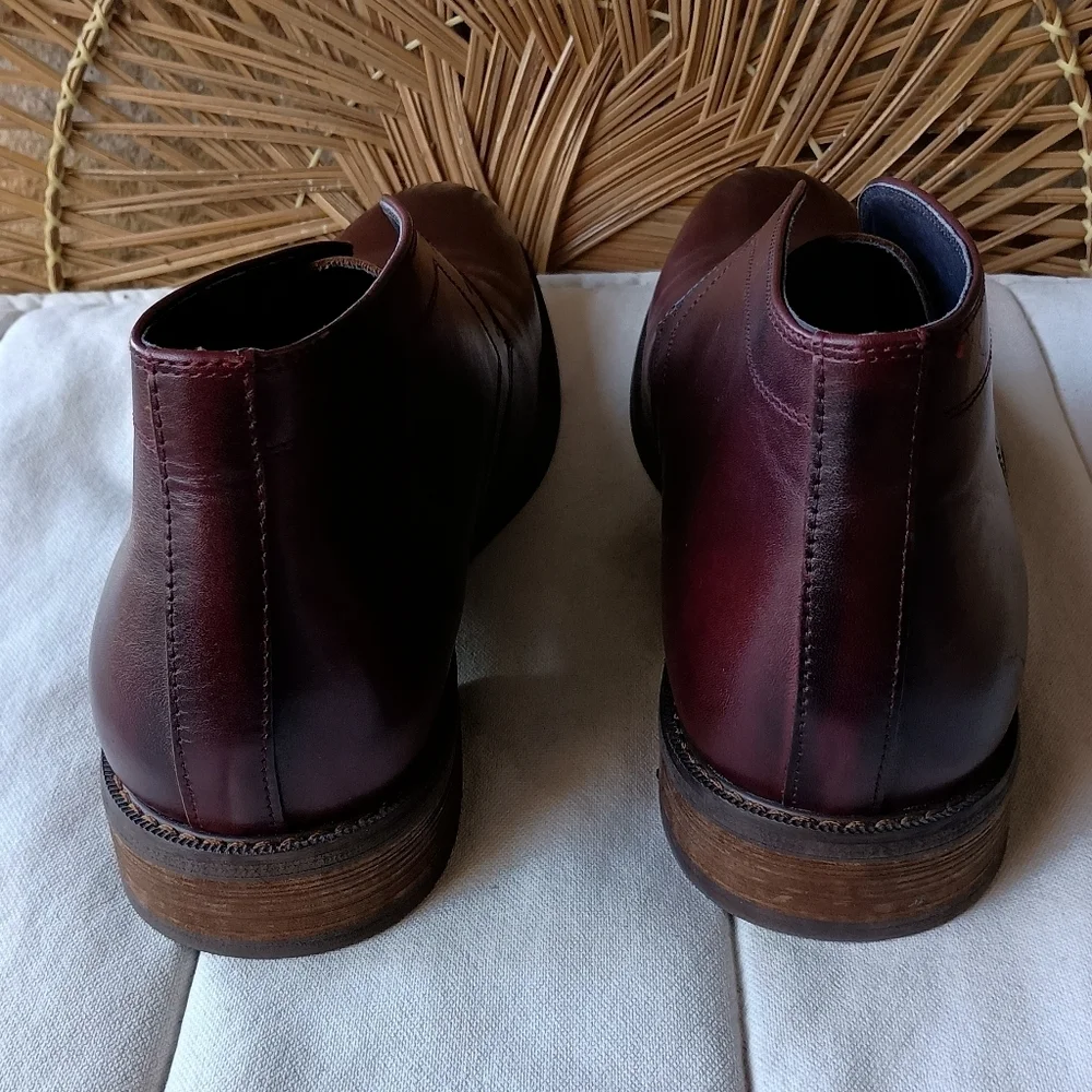 Moretti Black Label Men's Burgundy Leather Chukka Boots_11